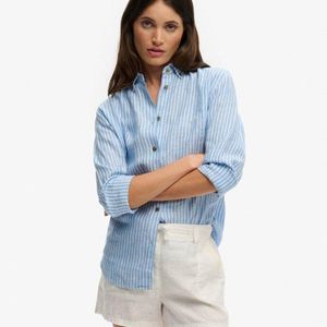Superdry Blue & Co Premium Linen Button Down Slim Shirt