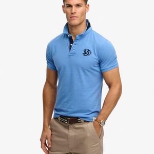 Superdry Blue & Co Pique Monogram Polo Shirt for men