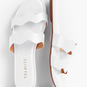 Talbots White Sadie Wave Slide Sandals