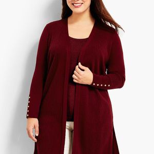 Talbots Red Plus Size Exclusive Ribbed Duster Cardigan
