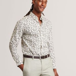 Ted Baker Natural Bothwik Duck Print Long Sleeve Oxford Shirt for men
