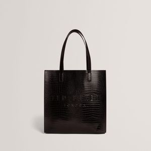 Ted Baker Black Large Croc Texture Icon Tote Bag Faux Leather Handbag For 34.5Cm X 34.5Cm X 11.5Cm