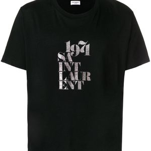 メンズ Saint Laurent ロゴプリント Tシャツ ブラック