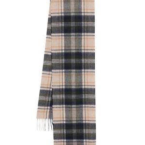 Barbour Grey Tartan Wool And Cashmere Scarf for men
