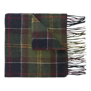 Barbour Black Wool Tartan Scarf for men