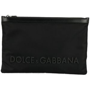 メンズ Dolce & Gabbana ラバーロゴ クラッチバッグ ブラック