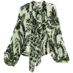 F.R.S For Restless Sleepers Green Printed Silk Blouse
