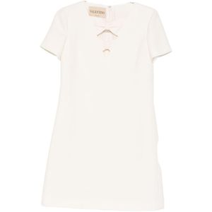 Valentino White Wool And Silk Blend Short Dress