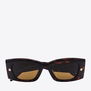 McQueen Black Spike Studs Rectangular Sunglasses