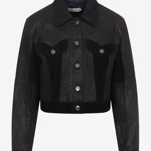 Versace Black Leather Buttoned Jacket