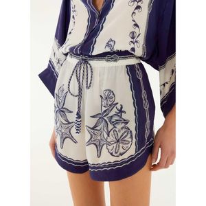 Farm Rio Blue Coast Scarf Shorts