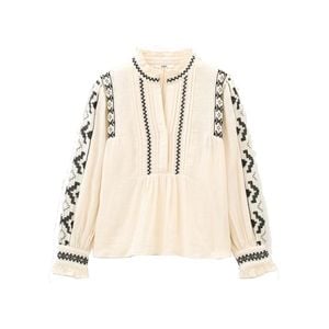 Ba&sh Natural Pidma Embroidered Cotton Blouse