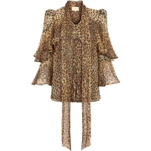 Queen of Archive Natural Bea Pussybow Tiered Blouse