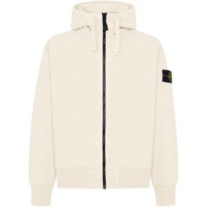 Stone Island Natural Zip-Up Hoodie With Logo Appliqué for men