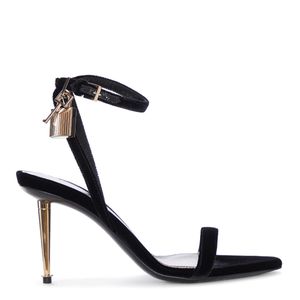 Tom Ford White Velvet Sandal With Strap And Metallic Heel