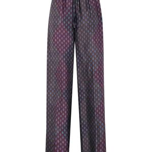 Dries Van Noten Purple Puvis Long 212 Print Silk Habotai Trousers