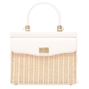 Rodo Natural Wicker And Leather Medium Handbag