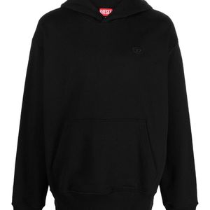 DIESEL Black S-Macs Logo-Embroidered Hoodie for men