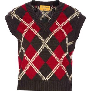 Guest In Residence Red Argyle Vest