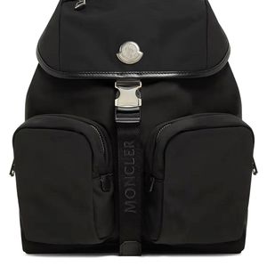 Moncler Black Nylon Backpack With Leather Inserts