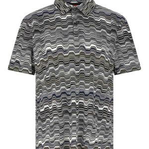 Missoni Grey Irregular Zigzag Polo Shirt for men