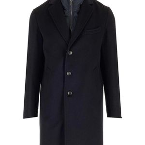 Barba Napoli Blue Ingle-Breasted Wool And Cashmere Coat for men