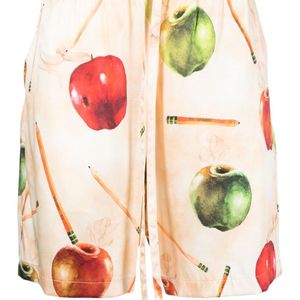 NAHMIAS Orange Short De Bain En Soie À Imprimé Graphique for men
