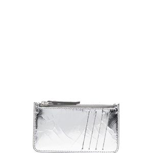 Maison Margiela White Mirror-Effect Zipped Card Holder