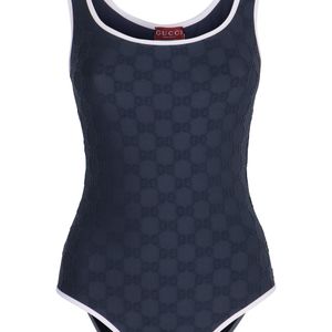 Gucci Blue Gg Printed One-Piece Swimsuit
