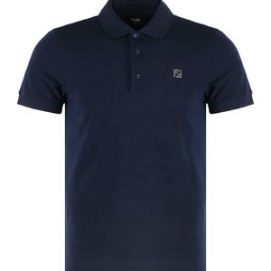 Fendi Blue Cotton-Piqué Polo Shirt for men