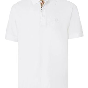 Burberry White Eddie Logo Piqué Cotton Polo for men