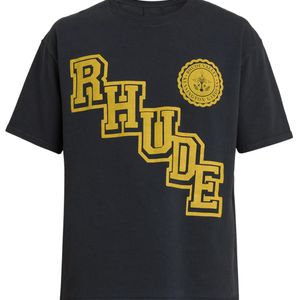Rhude Black Collegiate Crest T-Shirt for men