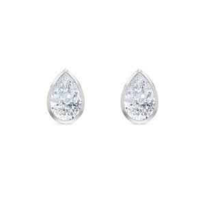 The Diamond Store Metallic Skyline Bezel Set 3.00Ct Pear Cut Lab Diamond Stud Earrings