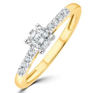 The Diamond Store Metallic Lab Diamond Side Stone Engagement Ring 0.25Ct H/Si