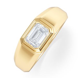 The Diamond Store Metallic Axis Lab Diamond Signet Ring 1.00Ct Emerald Cut Set