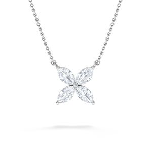 The Diamond Store Metallic Luxe Floral 1.00Ct Marquise Cut Lab Diamond Necklace