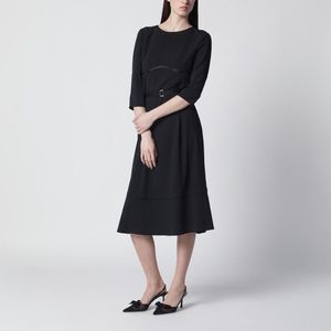 Prada Black Wool And Silk Midi Dress