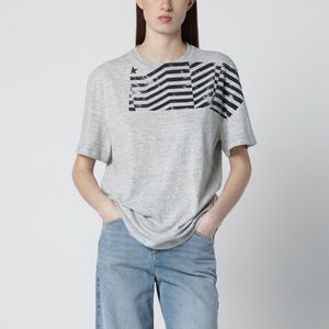 Golden Goose Deluxe Brand Grey T-Shirt With Logo Print