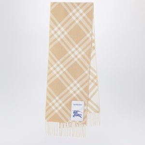 Burberry Natural Sand Check Cashmere Scarf