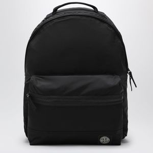 Stone Island Black Nylon Backpack With Logo Patch for men