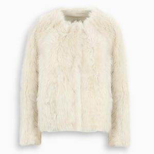 Pelliccia in lana d'agnello color meringa di Yves Salomon in Neutro