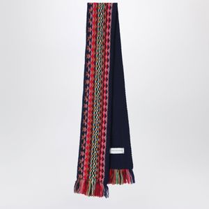 Dries Van Noten Purple Wool Scarf With Multicolour Jacquard Pattern