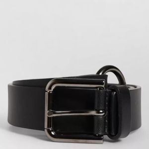 Dolce & Gabbana Black Calfskin Leather Belt Metal Buckle for men