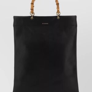 Jil Sander Black Market Tote Leather Tote Bag