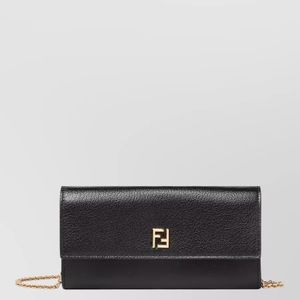 Fendi Grey Ff Continental Wallet Chain Strap Logo