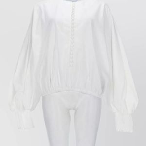 Balmain White Jacket Balloon Sleeves Button Detailing Hem