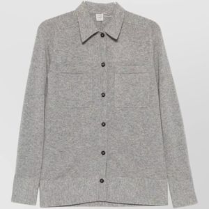 Totême  Grey Cashmere Long-Sleeve Knitted Shirt