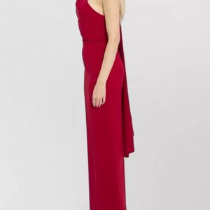 Solace London Red Draped One-Shoulder Maxi Dress