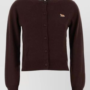 Maison Kitsuné Brown Wool Knit Short-Sleeve Cardigan