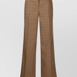 MARINE SERRE Natural Moon Diamant Jacquard High-Waisted Straight Leg Trousers